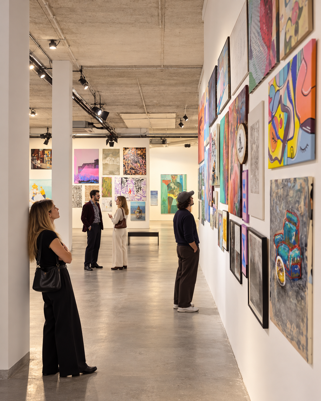 Látogatók a Godot Art Expo kiállítóterében